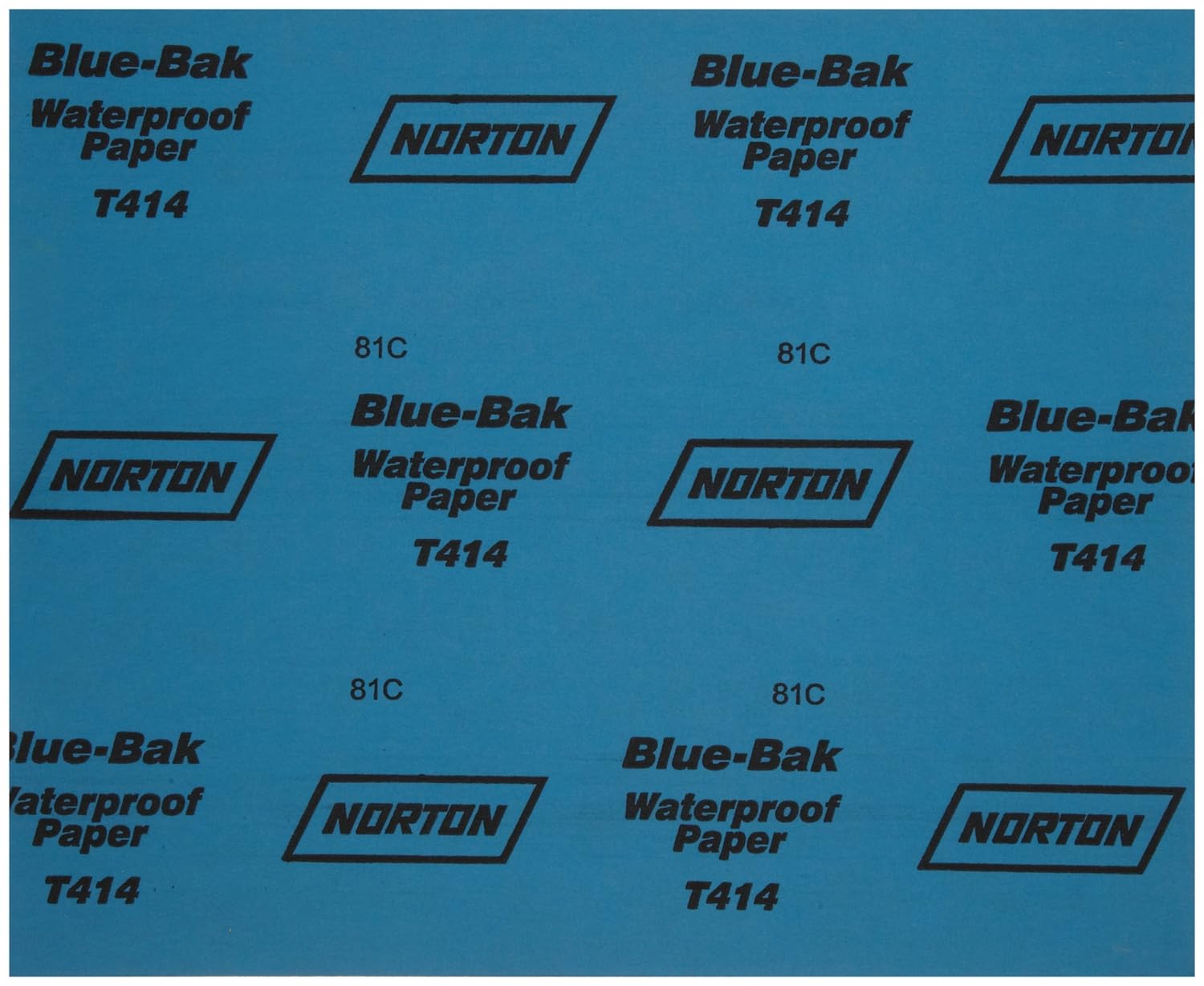Norton T414 Blue-Bak Abrasive Sheet, Paper Backing, Silicon Carbide, Waterproof, Grit 320 (Pack of 50)