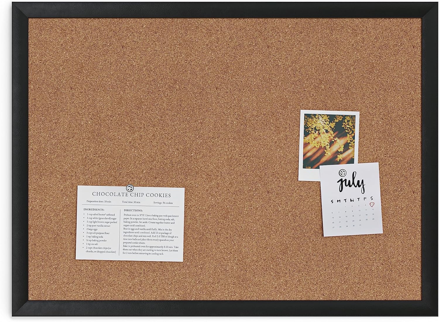 U Brands Cork Bulletin Board with Wood Frame