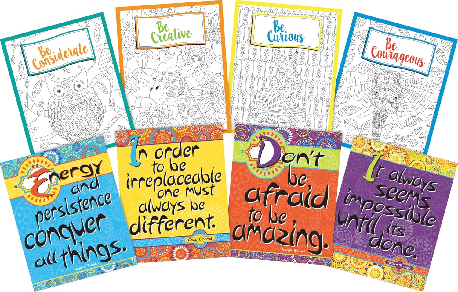 Barker Creek Art Prints Set of 8, Be Courageous, Inspirational Art Prints with a Self Empowering Theme, 8" x 10"