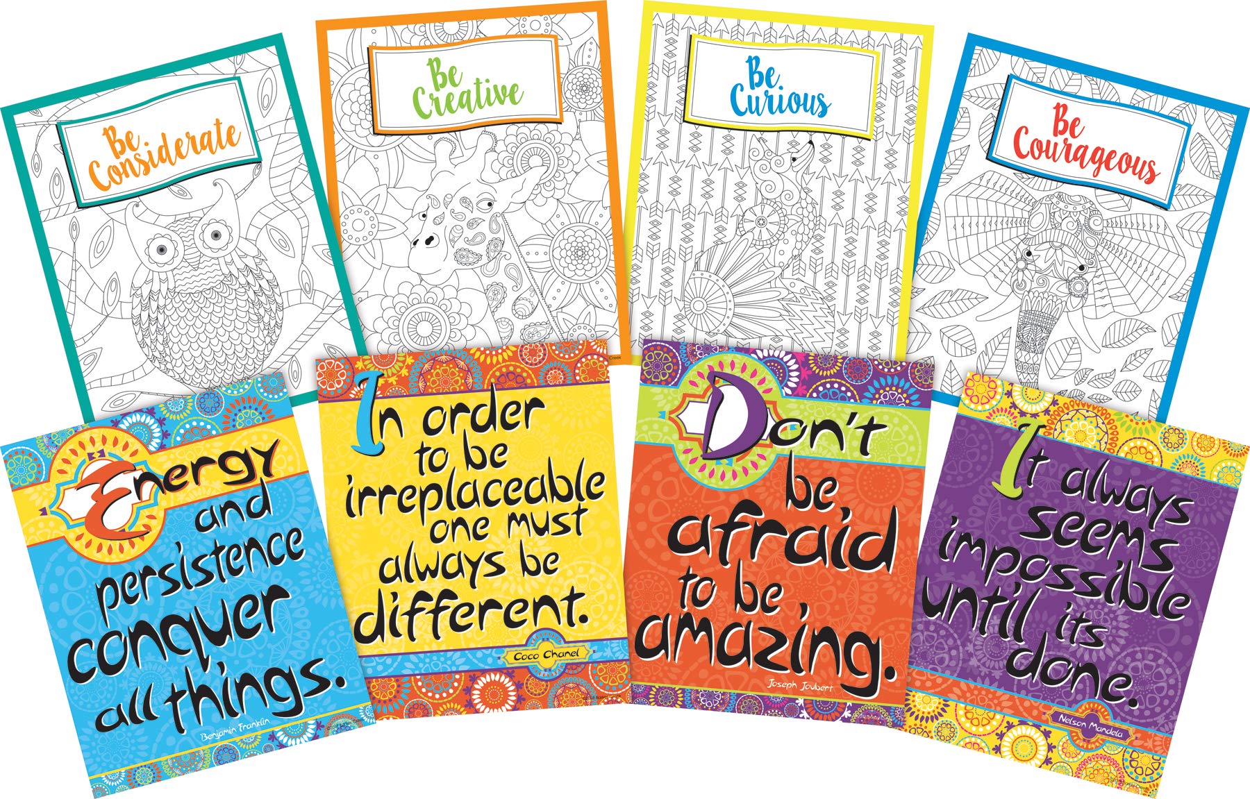 Barker Creek Art Prints Set of 8, Be Courageous, Inspirational Art Prints with a Self Empowering Theme, 8" x 10"