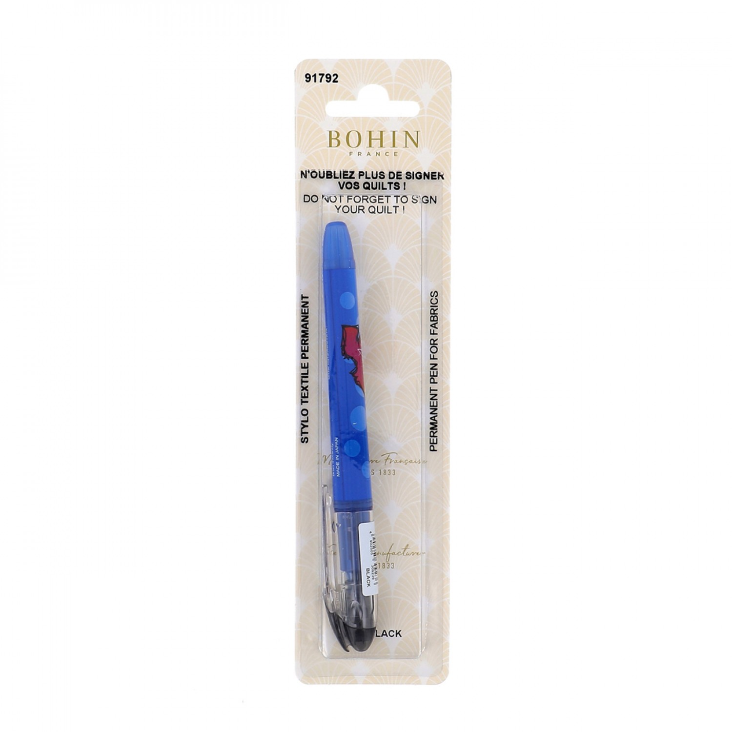 Permanent Textile Pen for Fabric Black #91792