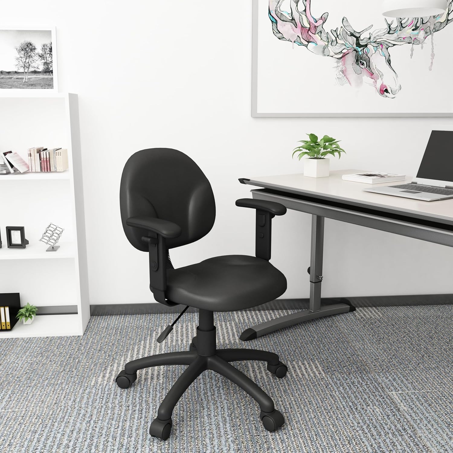 Boss Office Products Dimond Task Chair with Adjustable Arms in Black