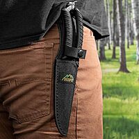 Outdoor Edge Game Shears - Spring Loaded with Serrated Edge and Bone-Breaking Notch for Quartering Birds, Small Game, and Fish with Nylon Belt Sheath