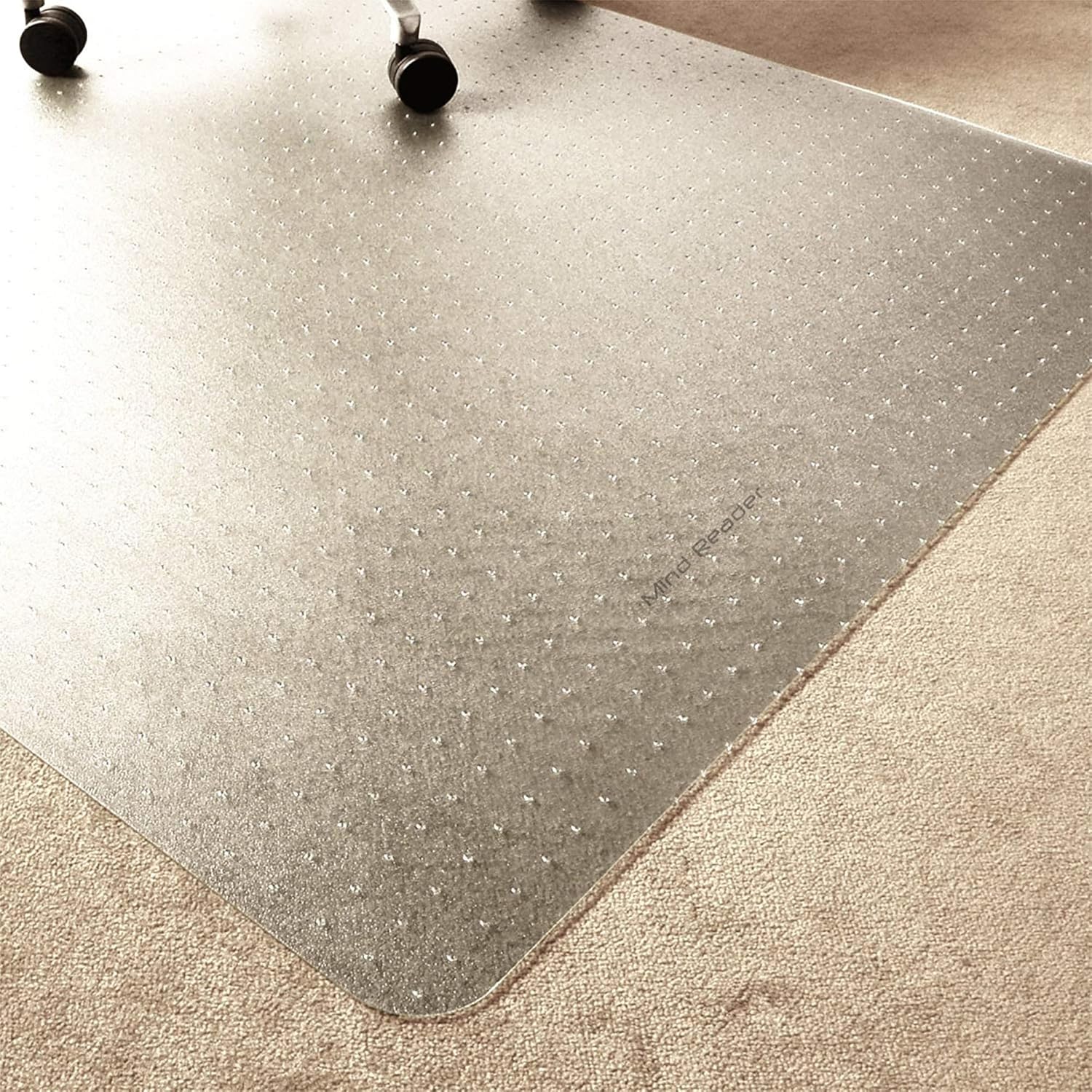 Mind Reader Office Chair Mat for Carpet – Heavy Duty PVC Floor Protector, Transparent Chair Mat for Carpeted Floors