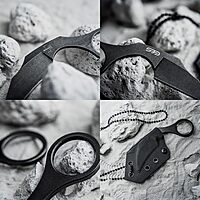 Böker Plus® Gnome Olive D2 - fixed blade knife with Kydex sheath - outdoor - with olive wood handle scales & belt clip - small - with fixed D2 blade