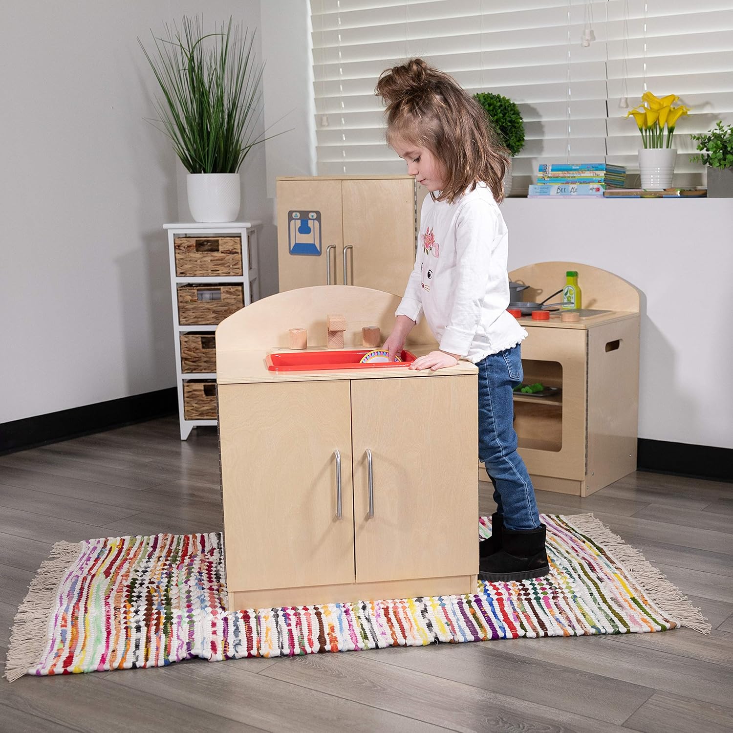 FLASH FURNITURE Hercules Children's Wooden Play Kitchen for Commercial or Home Use - Safe, Kid Friendly Design