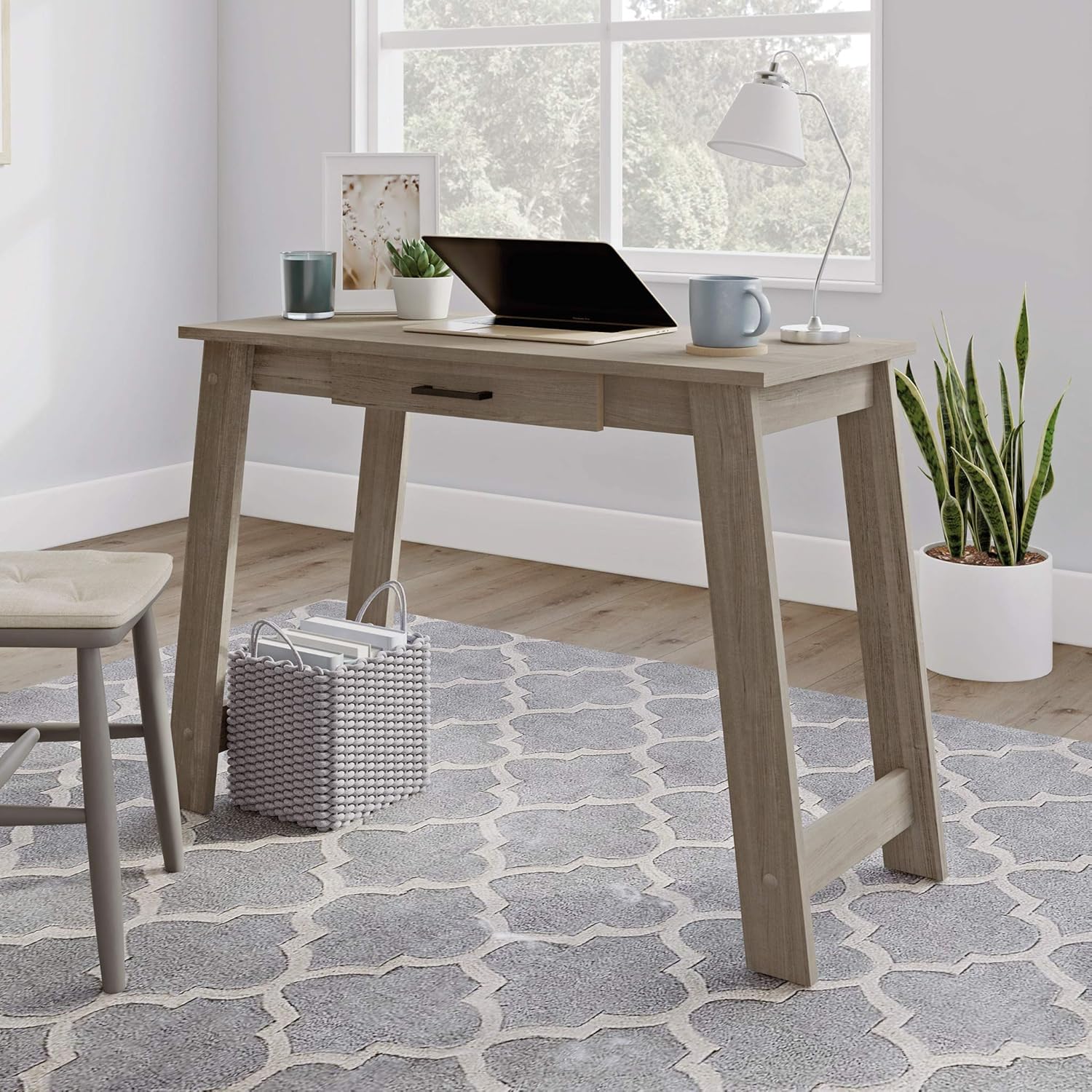 Sauder Beginnings Writing Table, Silver Sycamore Finish