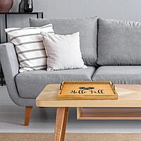 Elegant Designs Decorative Wood Serving Tray w/Handles