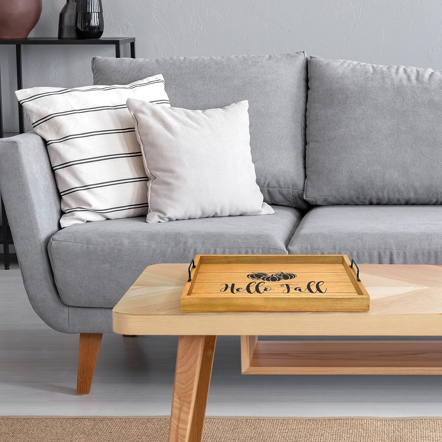 Elegant Designs Decorative Wood Serving Tray w/Handles