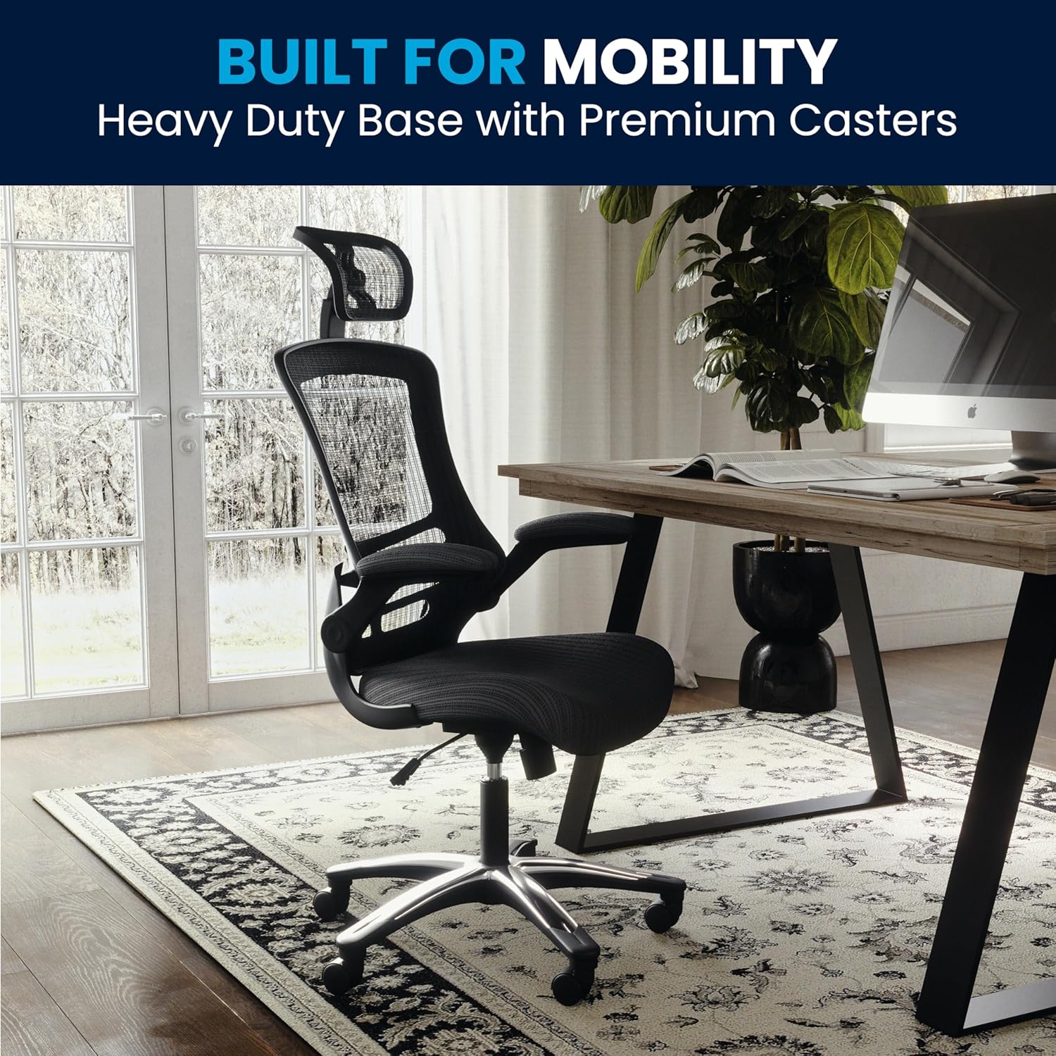 Flash Furniture Kelista High-Back Swivel Office Chair with Adjustable Lumbar Support and Seat Height