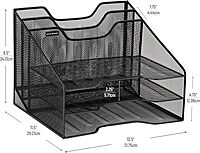 Mind Reader File Organizer, Set of 2, Desk Organizer, Storage, Paper Tray, Office, Metal Mesh, 12.5"L x 11.5"W x 9.5"H, Black