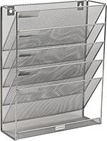 Mind Reader 5-Tier Vertical File Storage Basket, 16inH x 4in W x 12-3/4in D, Silver