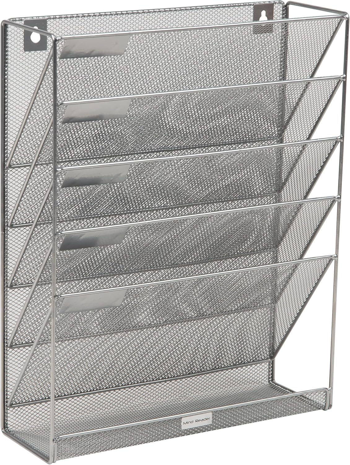 Mind Reader 5-Tier Vertical File Storage Basket, 16inH x 4in W x 12-3/4in D, Silver