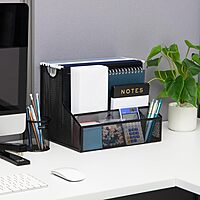 Mind Reader Desktop Organizer, Vertical File Storage, Letter Size, Office, Metal Mesh, 12.15" L x 9.5" W x 9.5" H, Black
