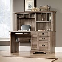 Sauder Harbor View Home Office Computer Desk with Hutch and Keyboard Tray