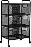 MIND READER Metal Mesh Rolling Storage Cart with Removable Drawers