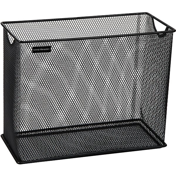 Mind Reader Vertical File Storage, Desktop Organizer, Hanging Files, Office, Metal Mesh, 12.25"L x 5.5"W x 10"H, Black Black 12.25 x 5.5 x 10