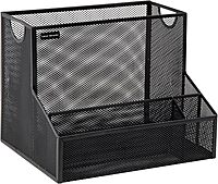 Mind Reader Desktop Organizer, Vertical File Storage, Letter Size, Office, Metal Mesh, 12.15" L x 9.5" W x 9.5" H, Black
