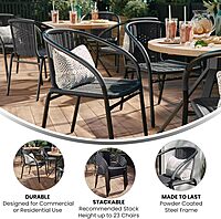 Flash Furniture Lila Rattan Stackable Indoor/Outdoor Dining Chairs