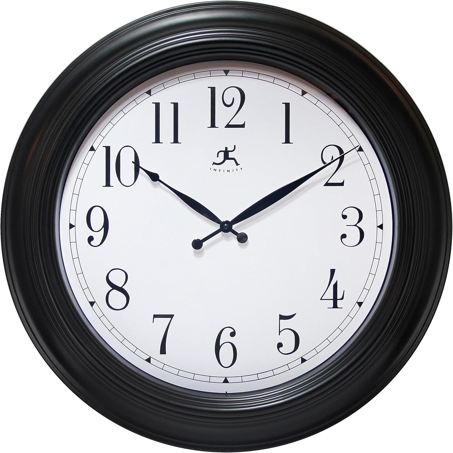 Infinity Instruments 24 inch Traditional Large Non-Ticking Silent Battery Operated Easy to Read Wall Clock for Living Room