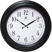 Infinity Instruments 24 inch Traditional Large Non-Ticking Silent Battery Operated Easy to Read Wall Clock for Living Room, Bedroom, Kitchen, Home Office, Black