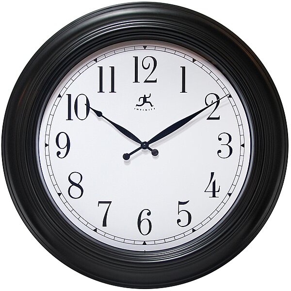 Infinity Instruments 24 inch Traditional Large Non-Ticking Silent Battery Operated Easy to Read Wall Clock for Living Room, Bedroom, Kitchen, Home Office, Black