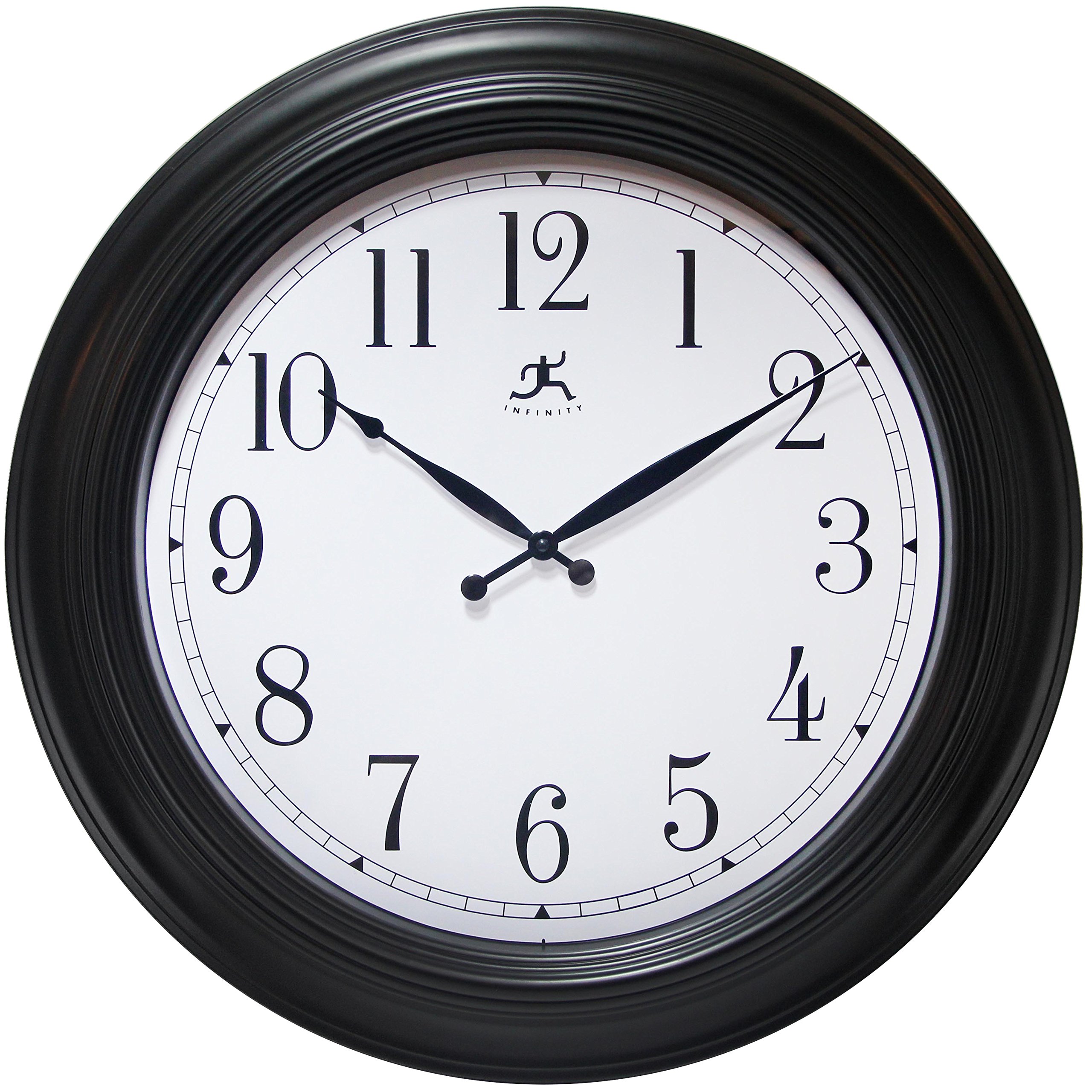 Infinity Instruments 24 inch Traditional Large Non-Ticking Silent Battery Operated Easy to Read Wall Clock for Living Room