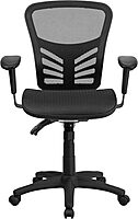 Flash Furniture Nicholas Mid-Back Transparent Black Mesh Multifunction Executive Swivel Ergonomic Office Chair