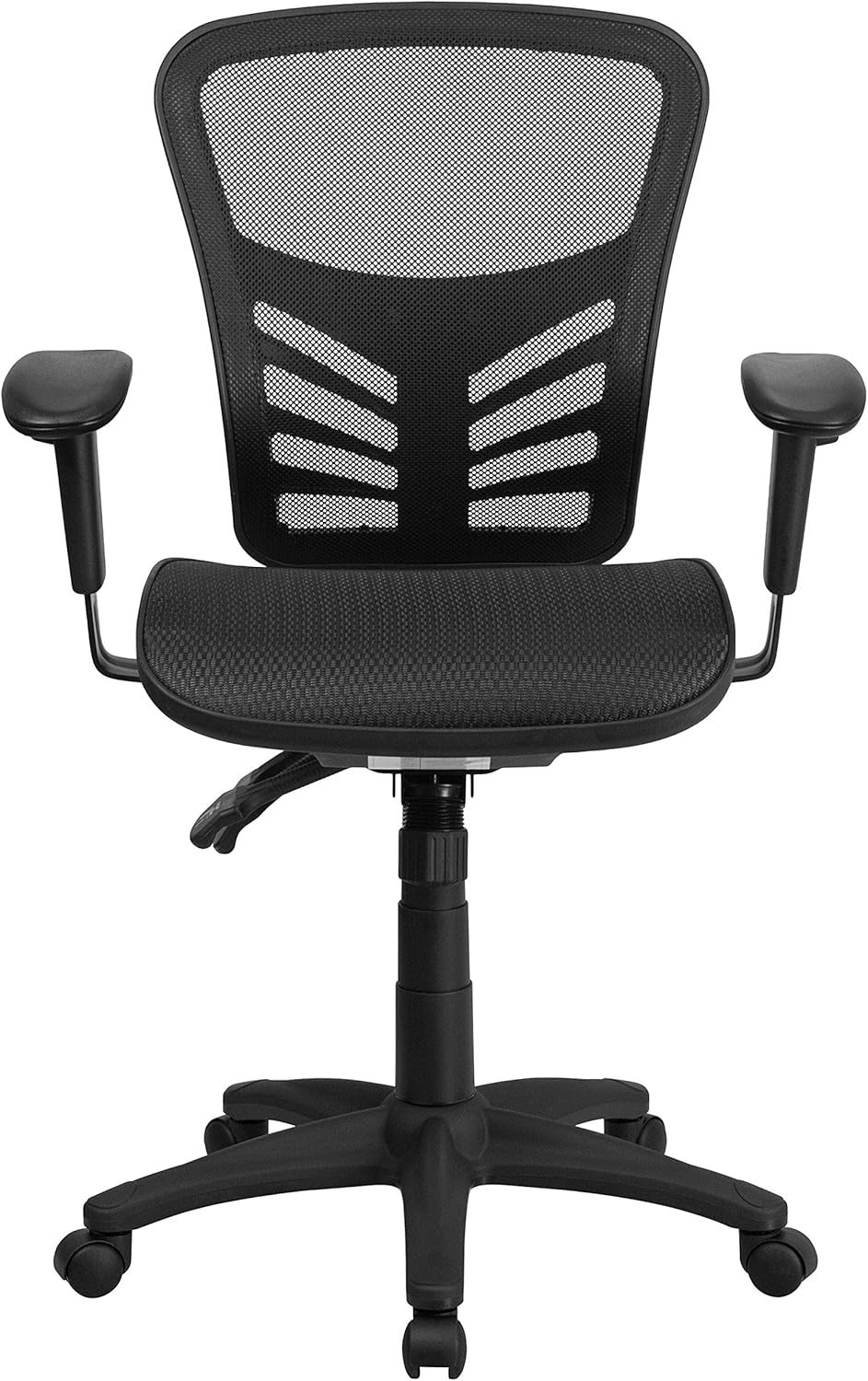 Flash Furniture Nicholas Mid-Back Transparent Black Mesh Multifunction Executive Swivel Ergonomic Office Chair