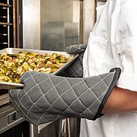 San Jamar Bestguard Oven Mitt with Reinforced Webguard Plus, Cotton, 15 Inches, Black