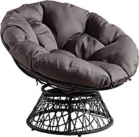 OSP Home Furnishings Wicker Papasan Chair with 360-Degree Swivel