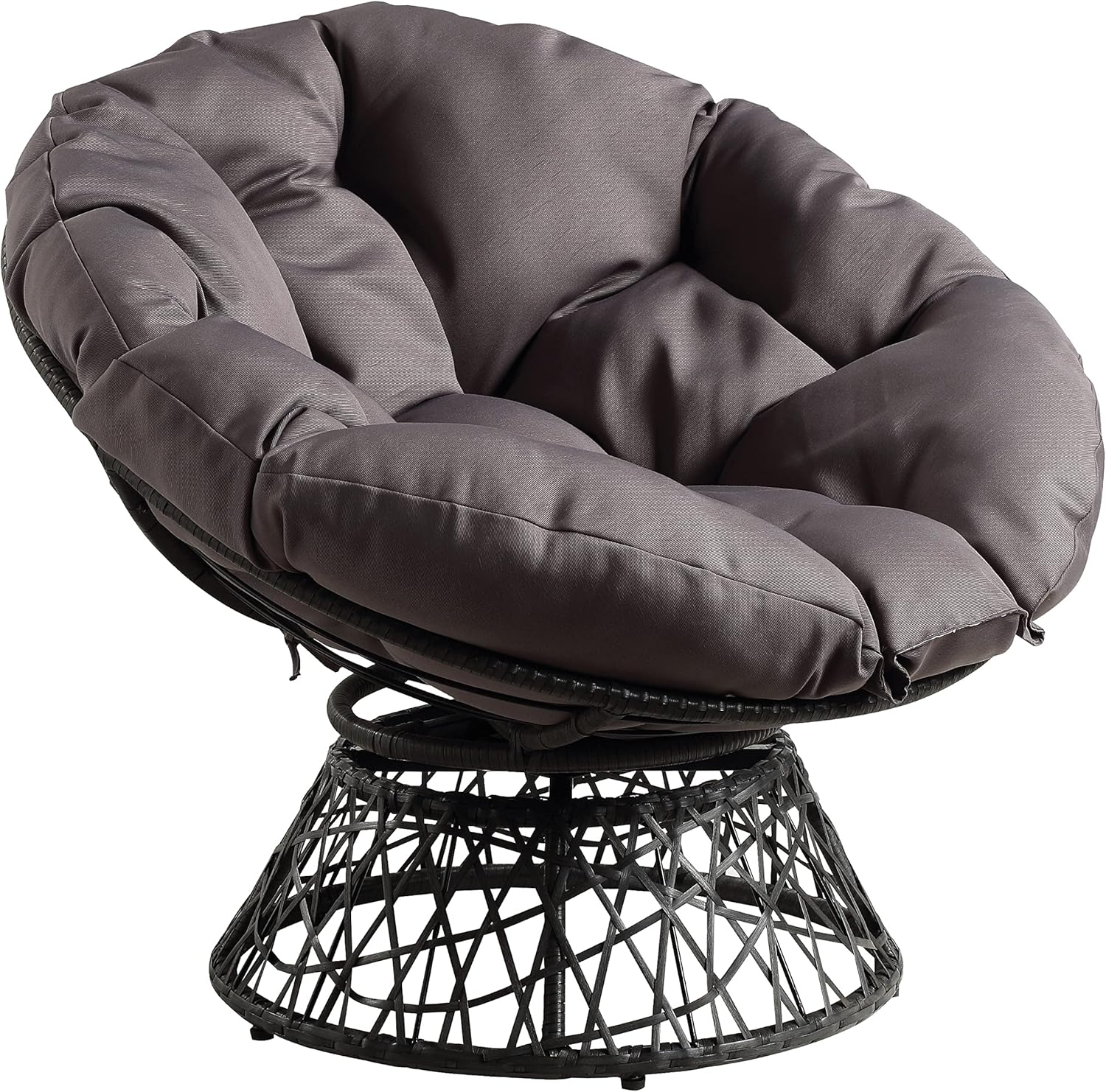 OSP Home Furnishings Wicker Papasan Chair with 360-Degree Swivel