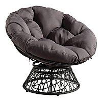 OSP Home Furnishings Wicker Papasan Chair with 360-Degree Swivel