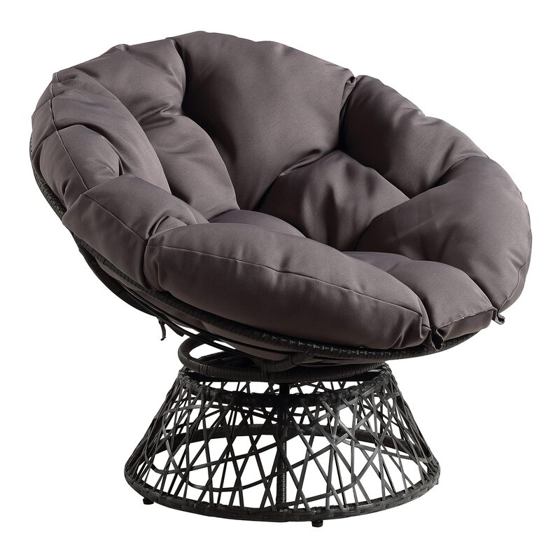 OSP Home Furnishings Wicker Papasan Chair with 360-Degree Swivel