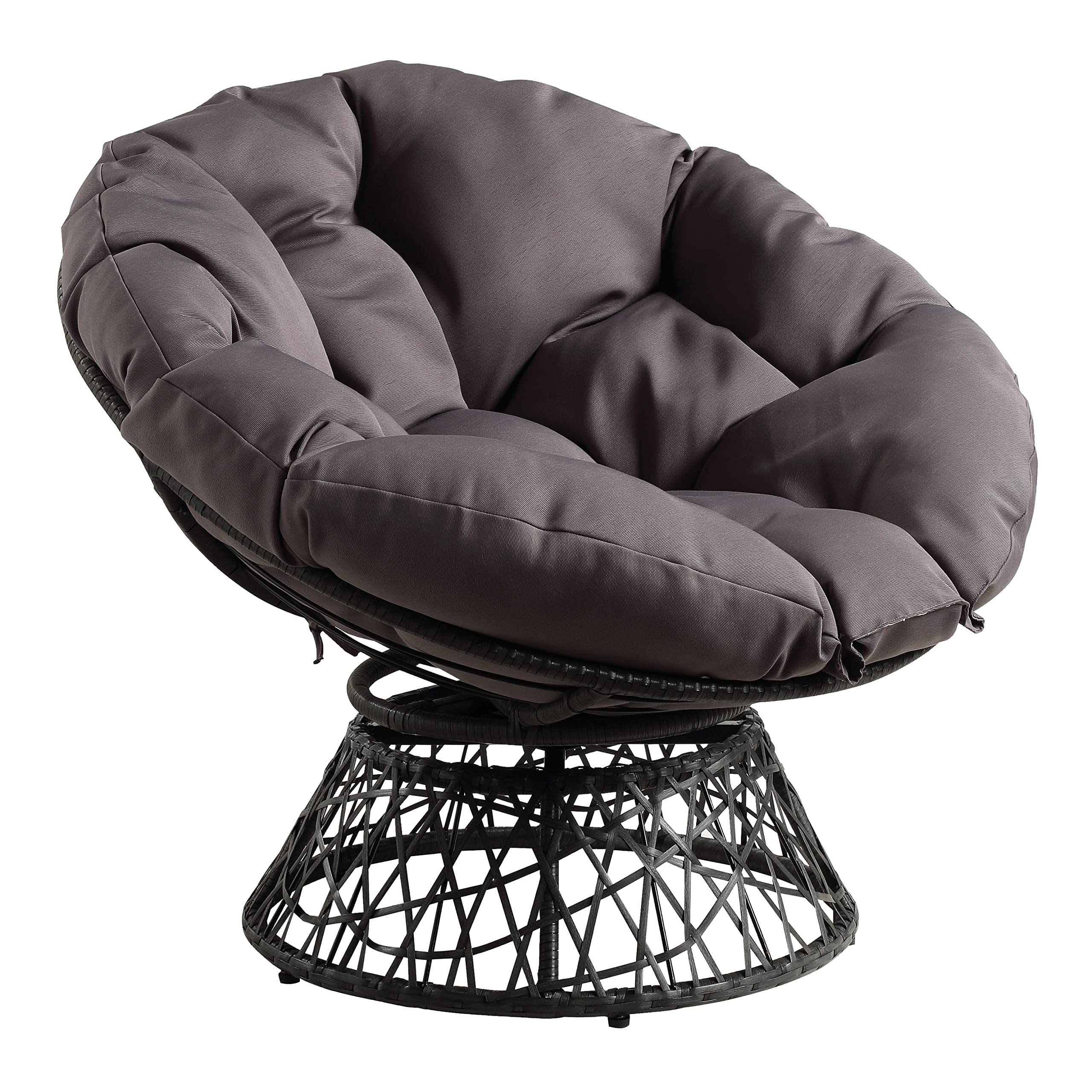 OSP Home Furnishings Wicker Papasan Chair with 360-Degree Swivel