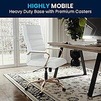 Flash Furniture Whitney Swivel LeatherSoft Desk Chair with Padded Seat and Armrests