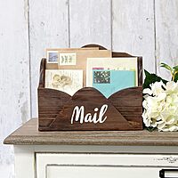 Elegant Designs Homewood Farmhouse Wooden Decorative Envelope-Shaped Desktop Letter Holder