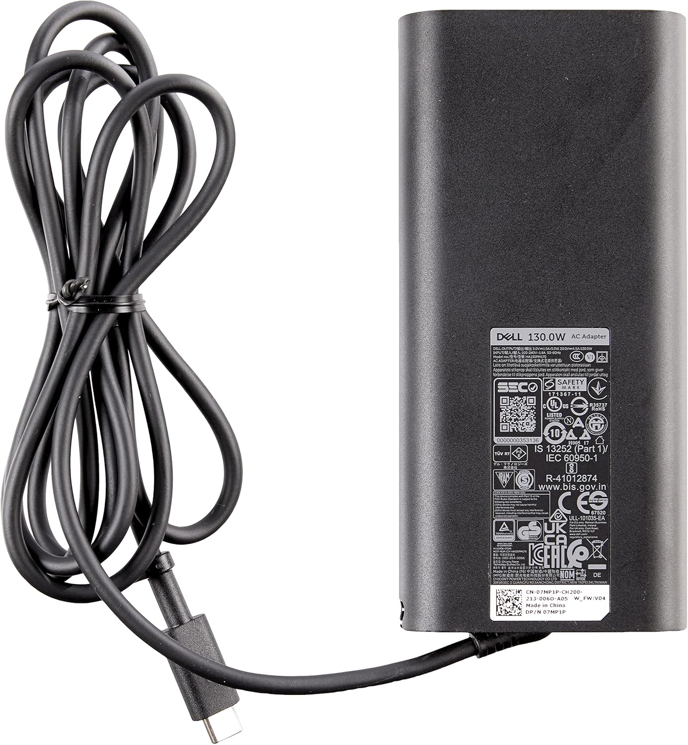 Dell 450AHOM USB-C 130 W AC Adapter with 1meter Power Cord - United States