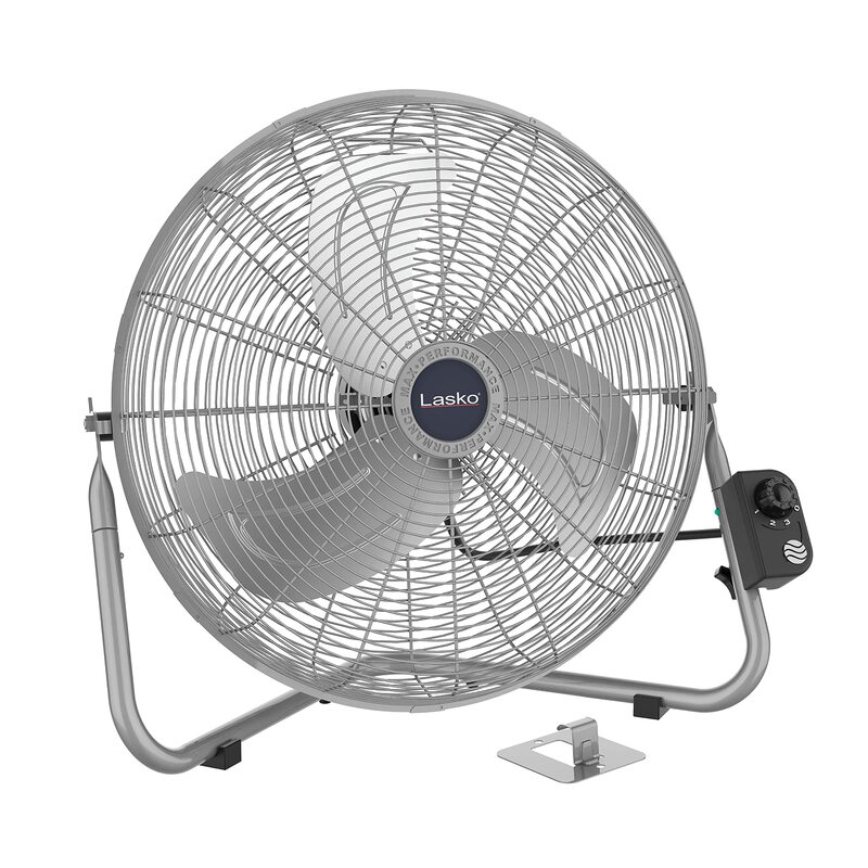 Lasko 20" Silver High Velocity Wall Mount Fan with Pivoting Head - 3 Speeds, Ideal Wall Mount Fan or Floor Fan for Home