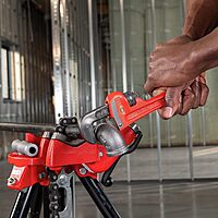 RIDGID 31010 Model 10 Heavy-Duty Straight Pipe Wrench, 10-inch Plumbing Wrench, Red, Black