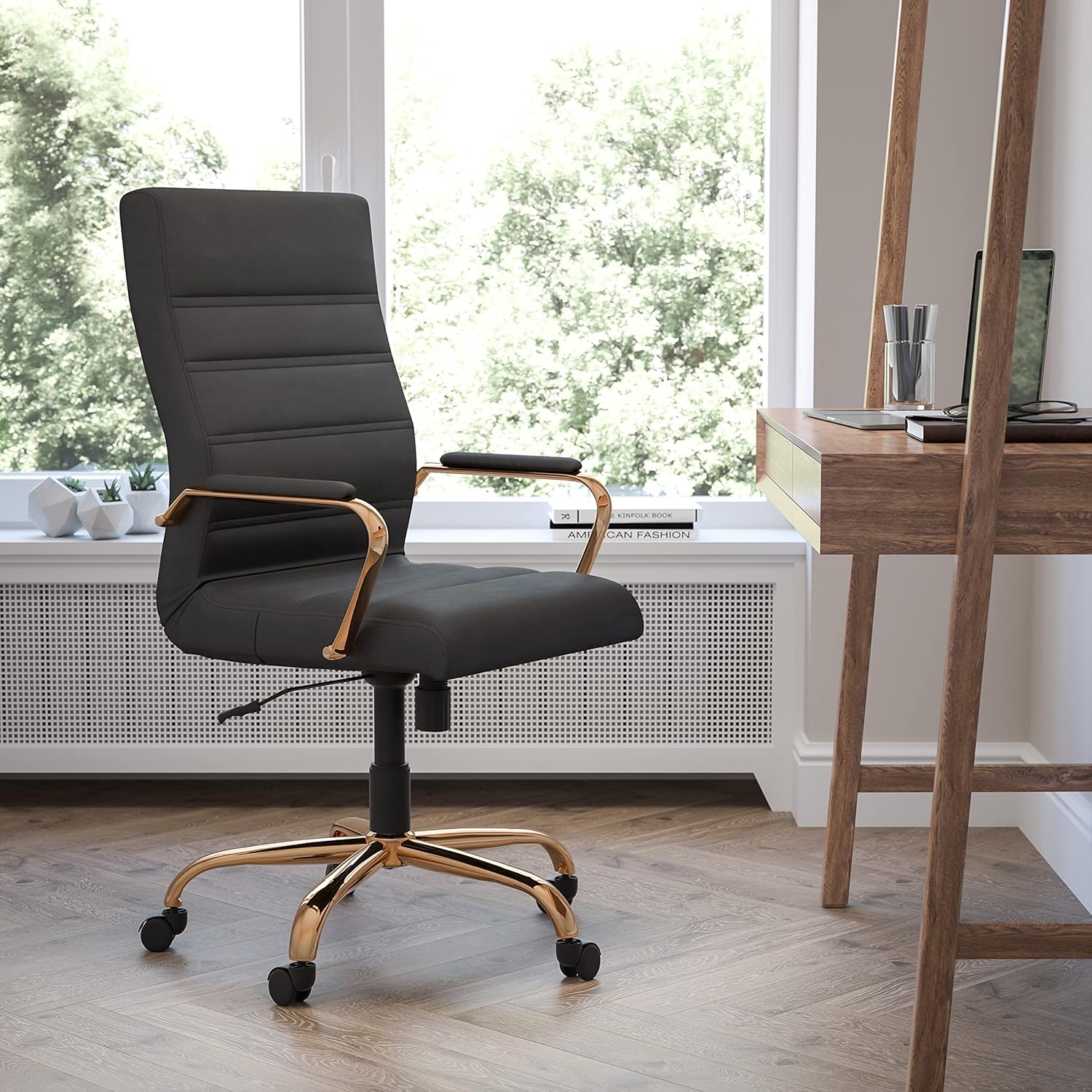 Flash Furniture Whitney Swivel LeatherSoft Desk Chair with Padded Seat and Armrests