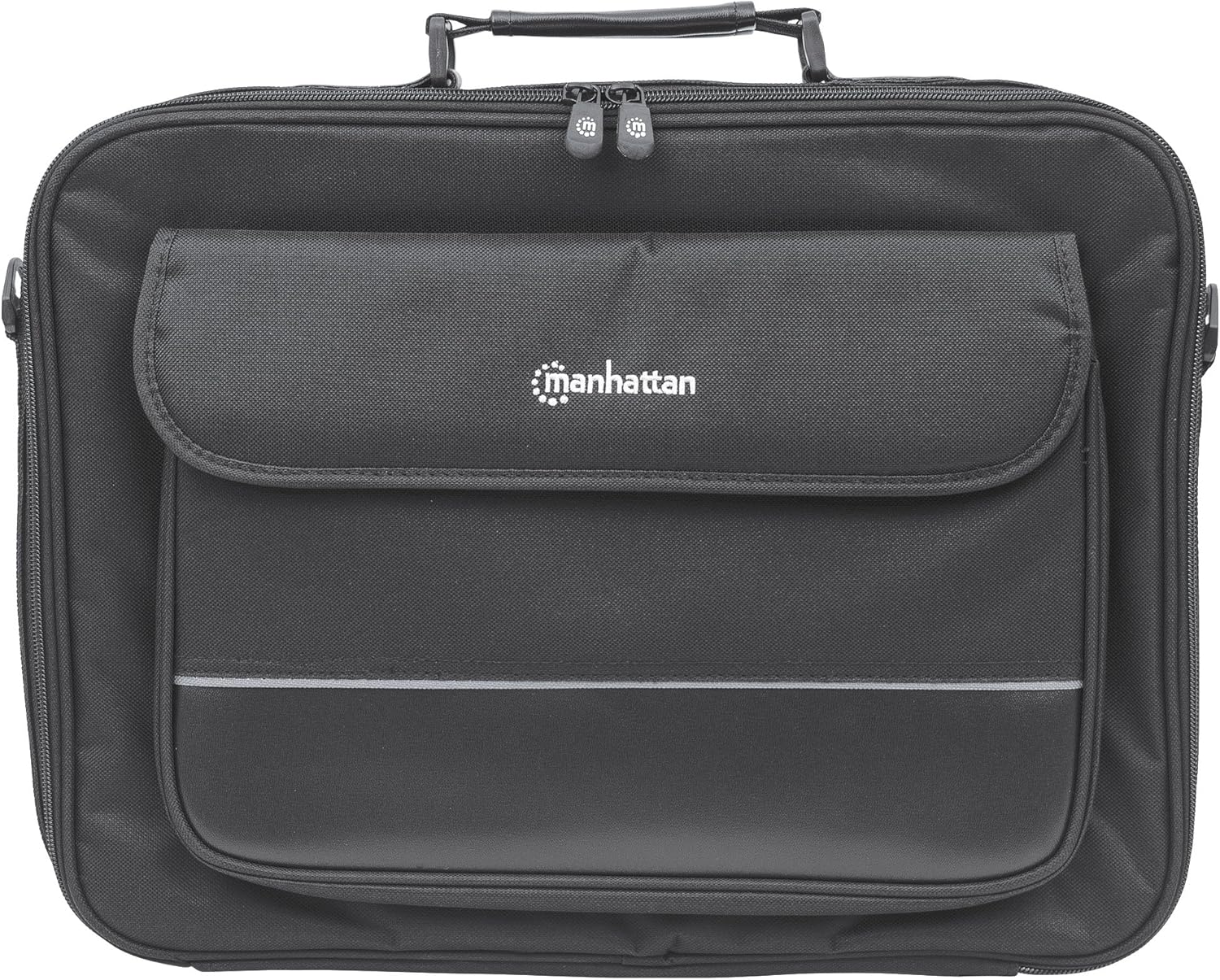 Manhattan 17 Inch Laptop Briefcase Shoulder Bag, Ultra-Lightweight & Padded Compartments, Black - 421560
