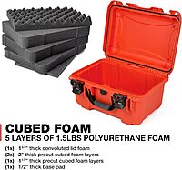 NANUK 918 Lightweight NK-7 Resin Waterproof Protective Case With Foam, Black Cubed Foam Orange