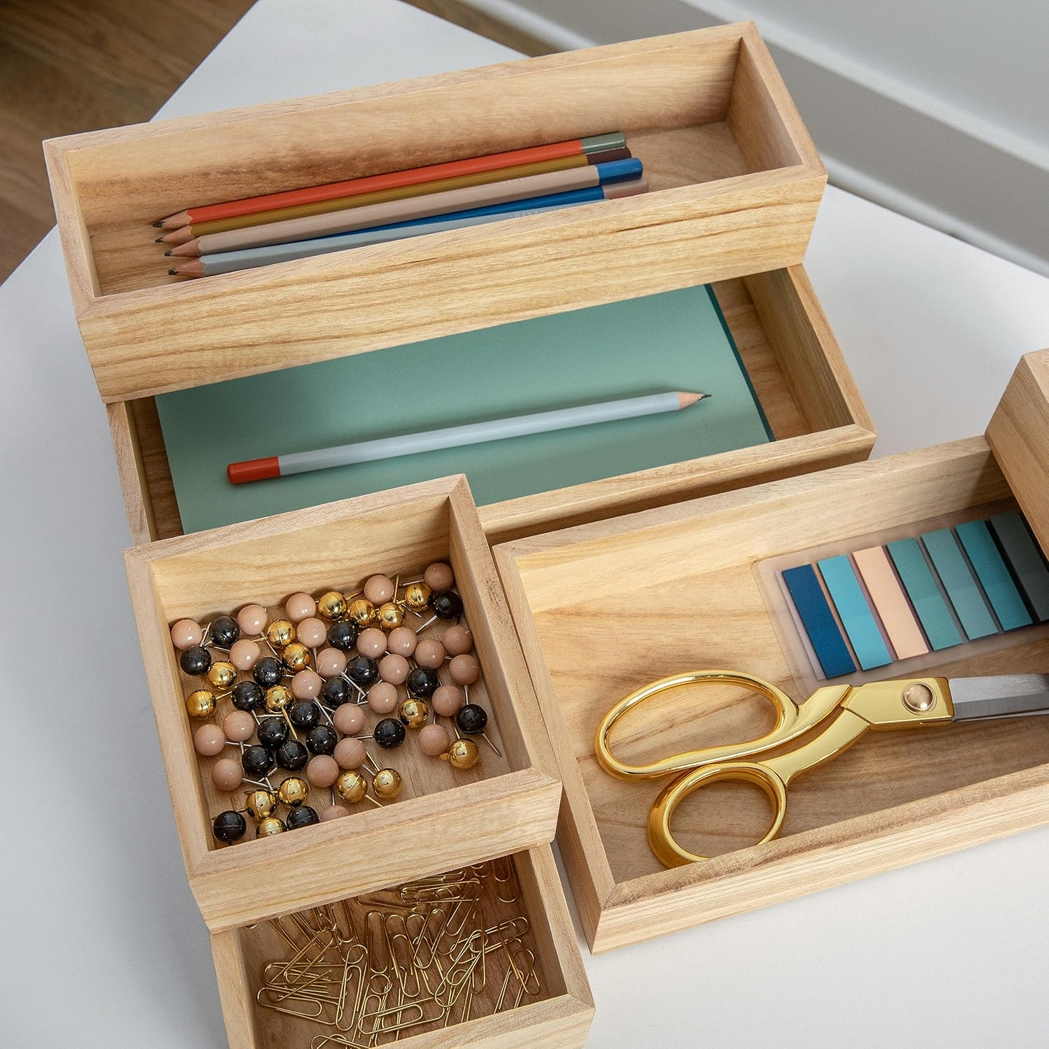 Martha Stewart Enzo 6-Piece Wooden Desk Drawer Organizer Set