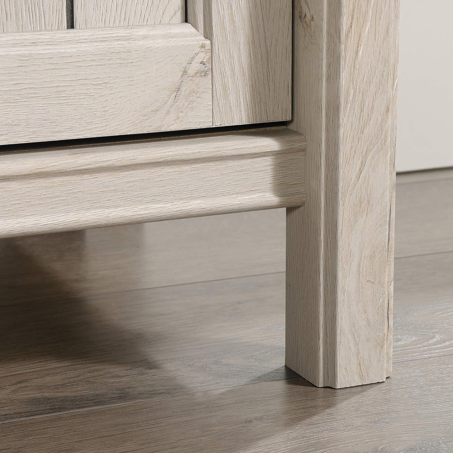 Sauder Costa Library Base, Coastal Cottage Cabinet, Office Storage Solution, Entryway Organizer - Chalked Chestnut Finish