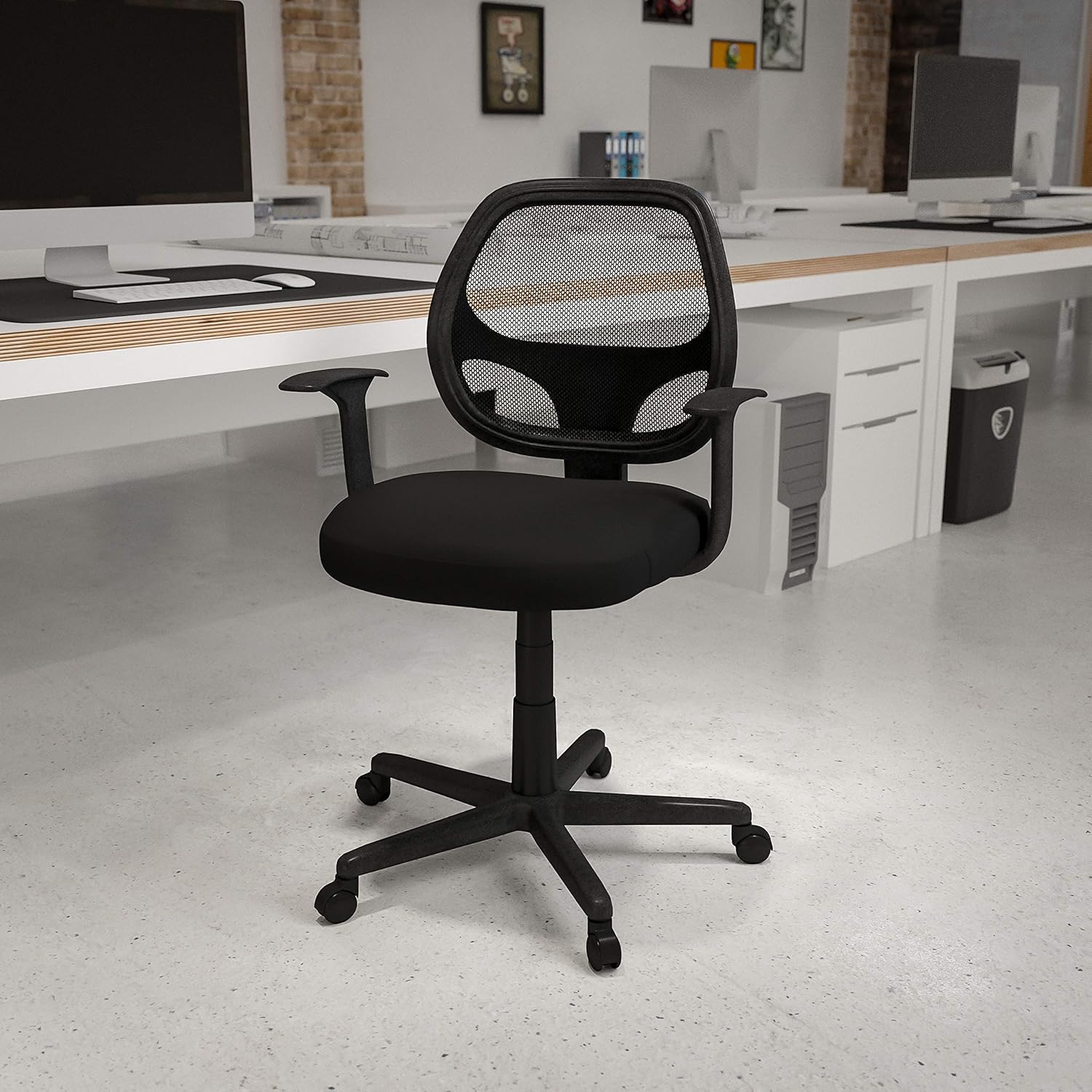 FLASH FURNITURE Flash Fundamentals Mid-Back Mesh Swivel Ergonomic Task Office Chair with Arms