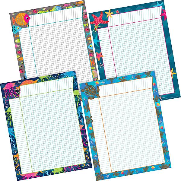Barker Creek Kai Ola Incentive Chart Set of 4, Four Coordinating Incentive Charts in Colorful Tropical Sea Life Designs, Charts measure 17" x 22" (579)