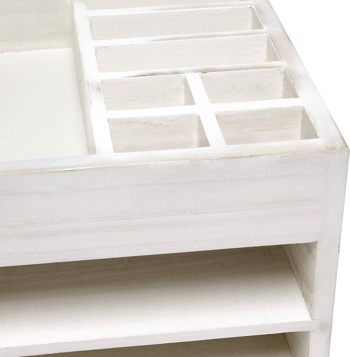 Elegant Designs Home Office Wood Tiered Desk Organizer with Storage Cubbies and Letter Tray