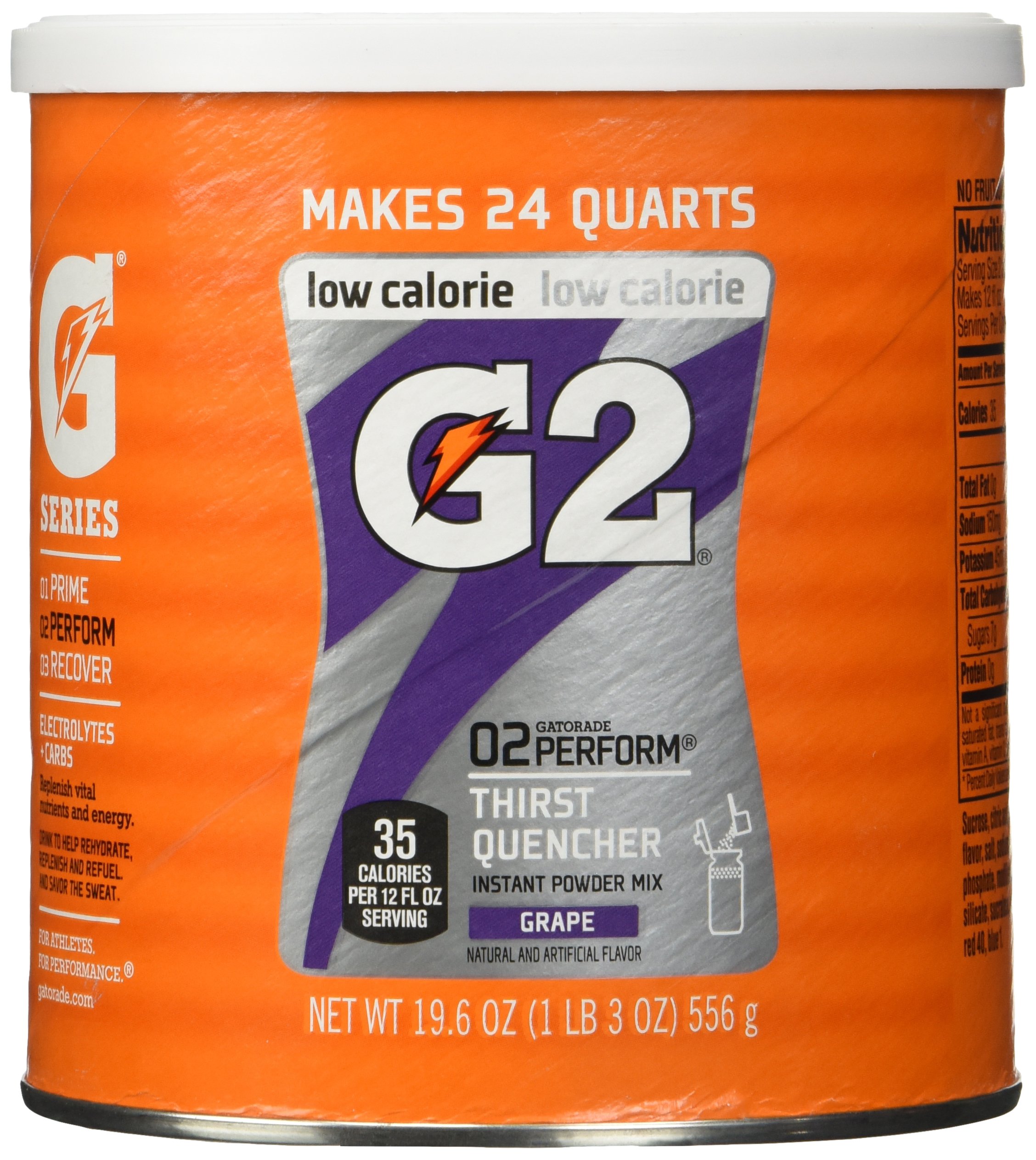 Gatorade Perform G2 02 Perform Thirst Quencher Instant Powder Grape Drink 19.4 Oz. (1 Each) 1.21 Pound (Pack of 1)