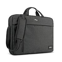 Solo New York Briefcase - Laptop Carrying Bag for Women & Men, Brief for Travel & Work, Front Zippered Pockets, Adjustable Shoulder Strap, Fits 15.6" Computer - Rivington Slim, Gray